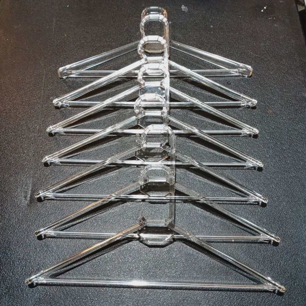 Lot of 7 Vintage Lucite Clothing Hangers 1990 USACRYLIC,inc EUC
